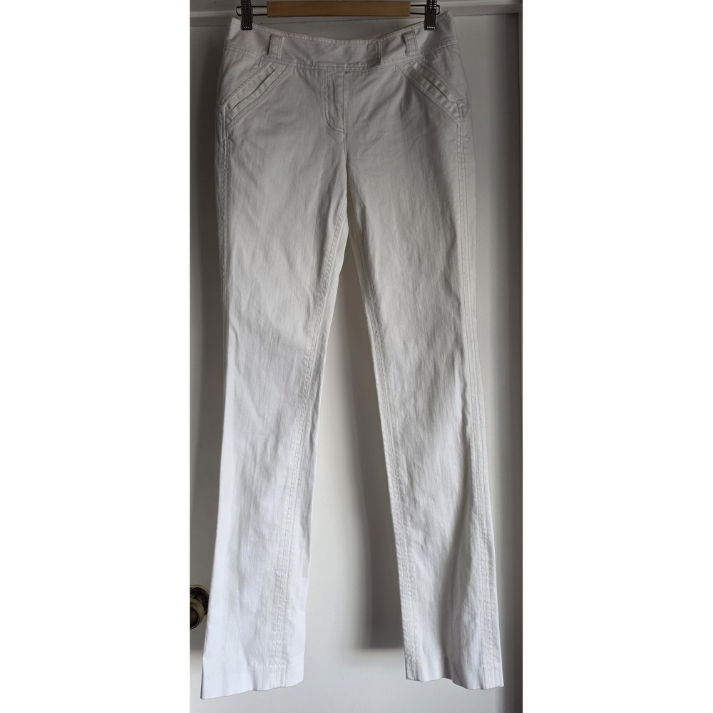 Diane von Furstenberg White Cotton Straight Pants Size 8 Trousers Slacks